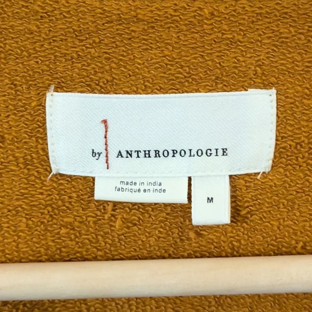 Anthropologie Tie Back Sweatshirt Tee Top Golden Mustard Yellow M Medium